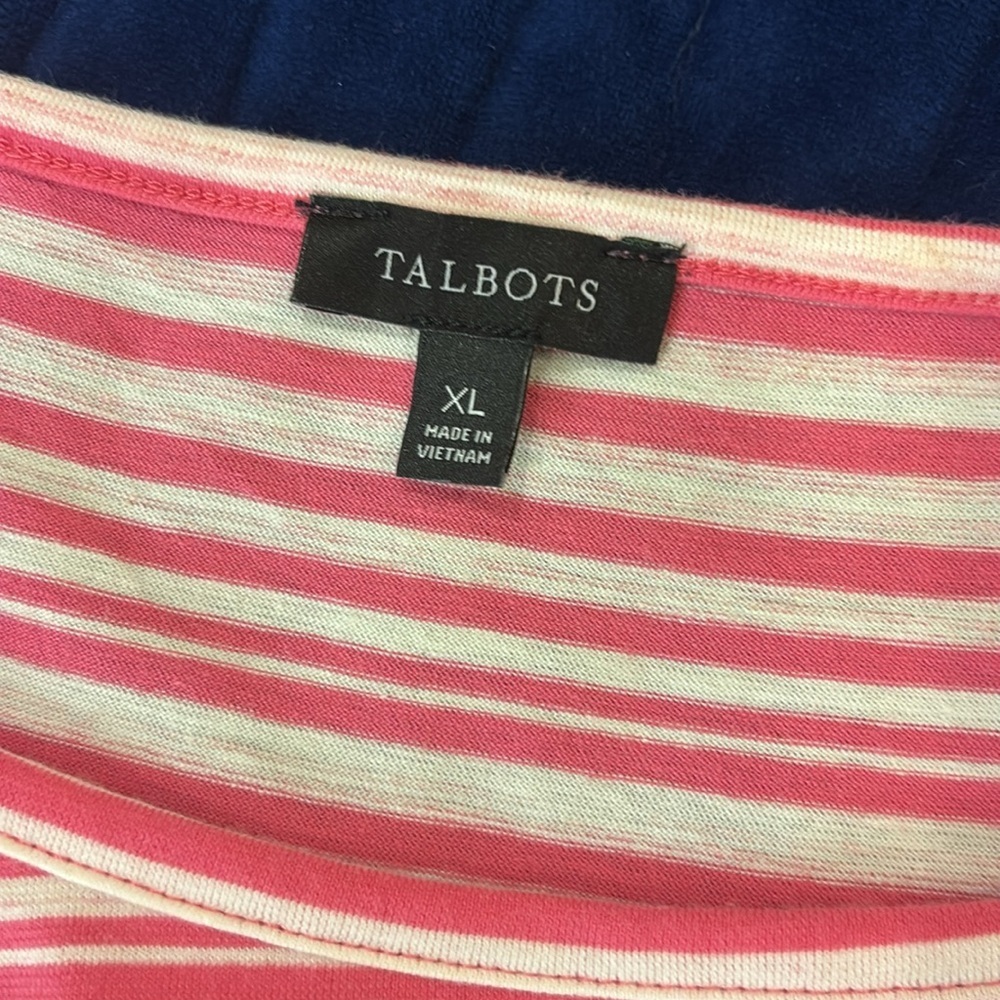 Talbots striped Pink Sleeveless shift dress, tie waist detail, XL, midi/knee - Picture 7 of 7